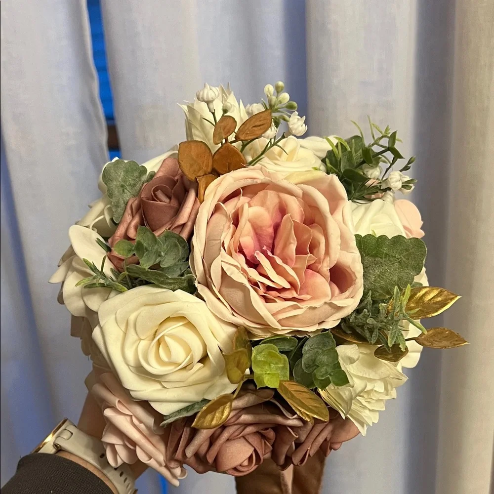 Chic Floral Arrangement with Gold Leaf accents